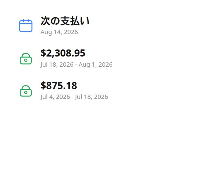 次の支払い $2,308.95 / $875.18